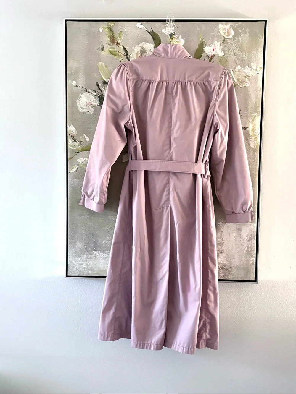 Vintage London Fog Women’s Lilac Tie-Neck Belted Trench Coat